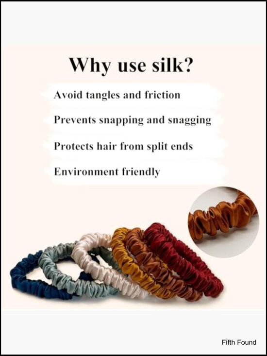 6 Pack Pure Mulberry Silk Hair Scrunchies Silk Hair Ties Set of 6 main image 5